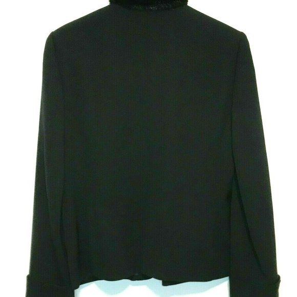 Ralph Lauren Faux Fur Neckline Black Wool Career Button Blazer - Picture 9 of 9